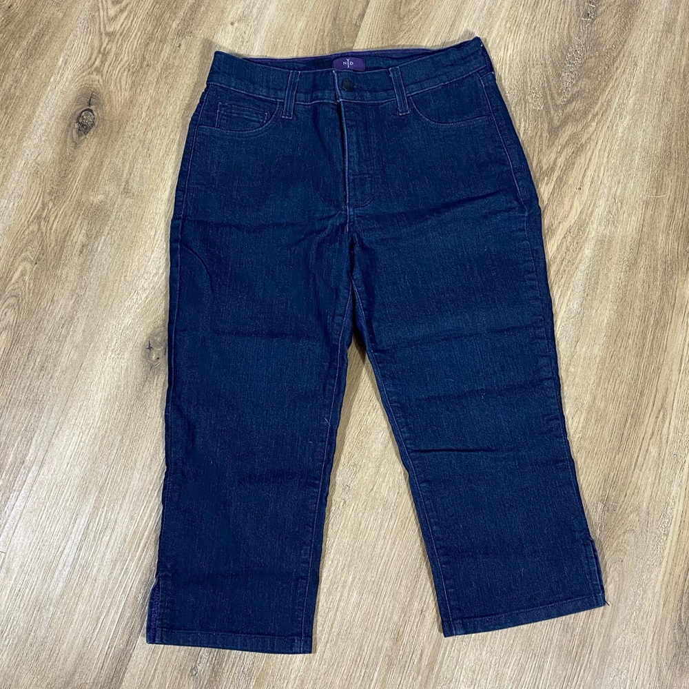 NYDJ Straight Crop Dark Blue Denim Jeans size 6P - Picture 2 of 14
